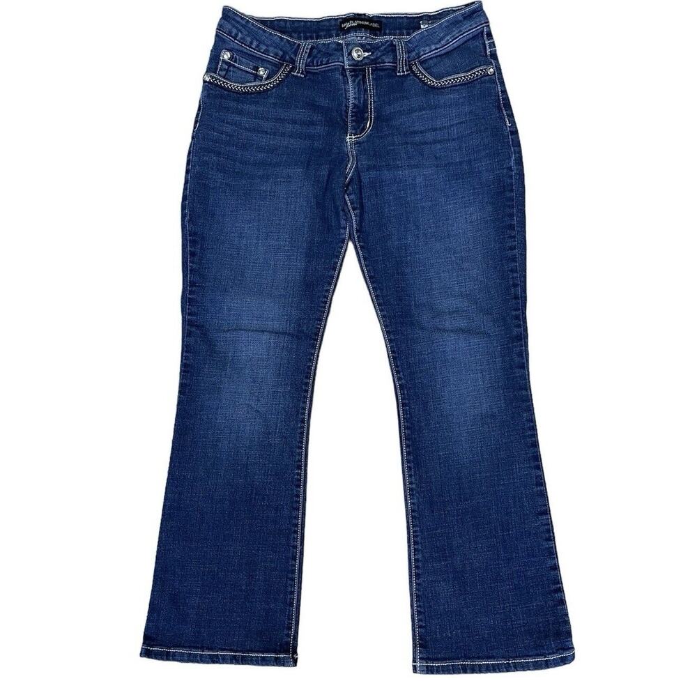 Lee Women's Jeans Platinum Label Bootcut Rhinestones Mid-Rise (32x27) Blue Denim